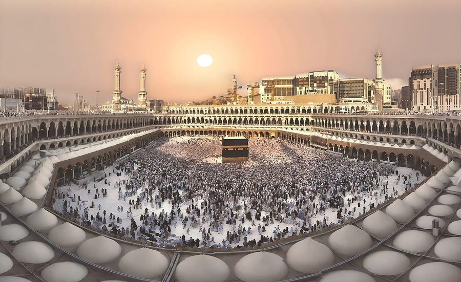 Pilgrims around the Kaaba at Al-Masjid Al-Haram